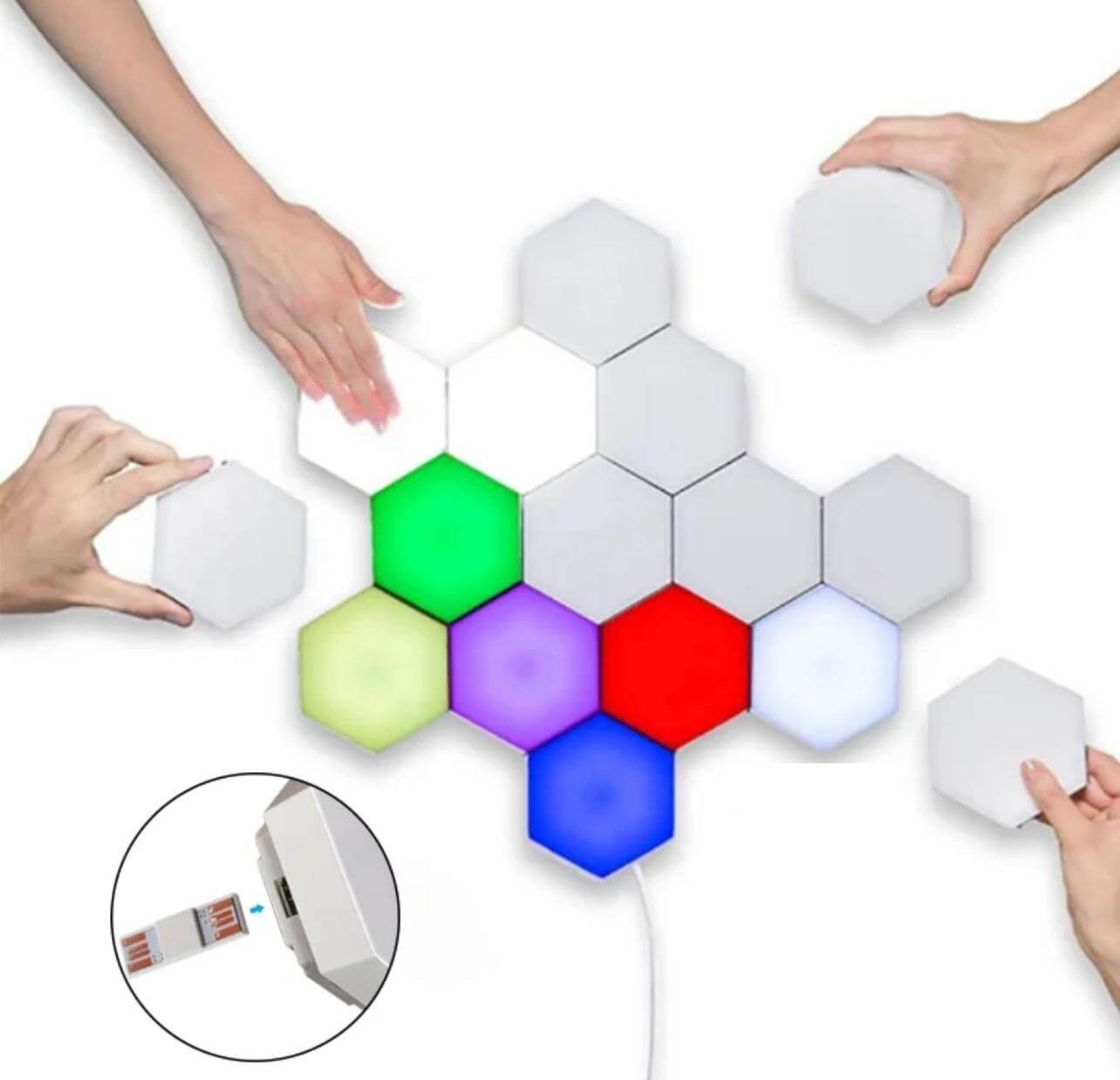 Lampara hexagonal Rgb tactil