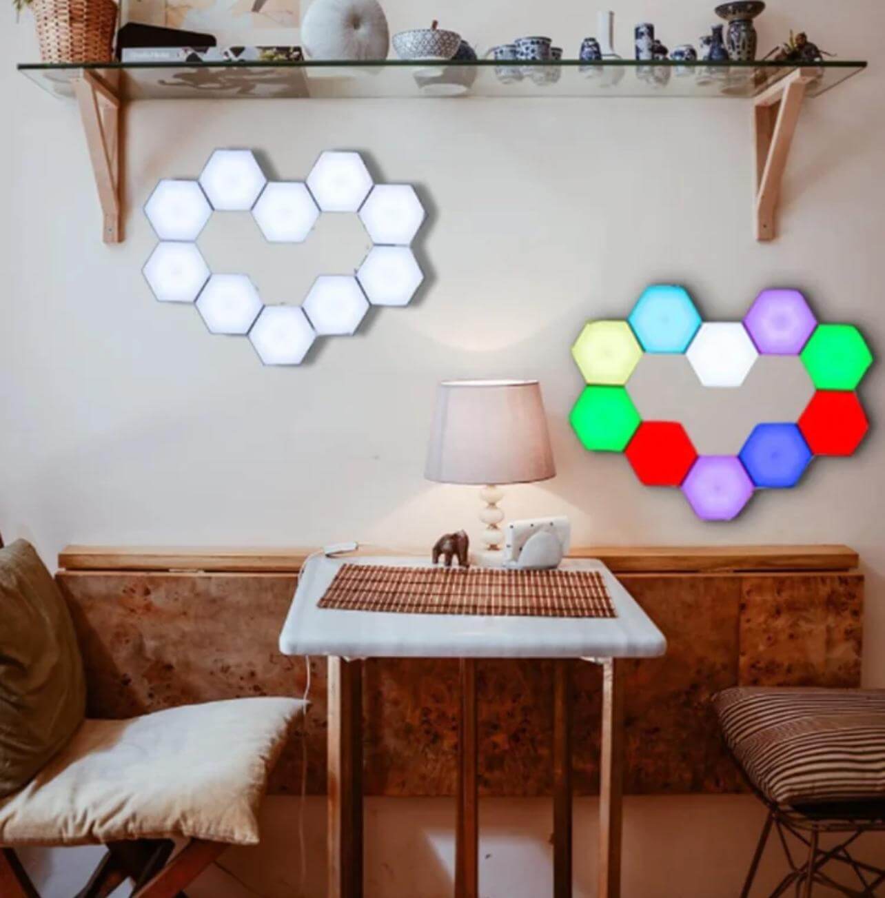 Lampara hexagonal Rgb tactil