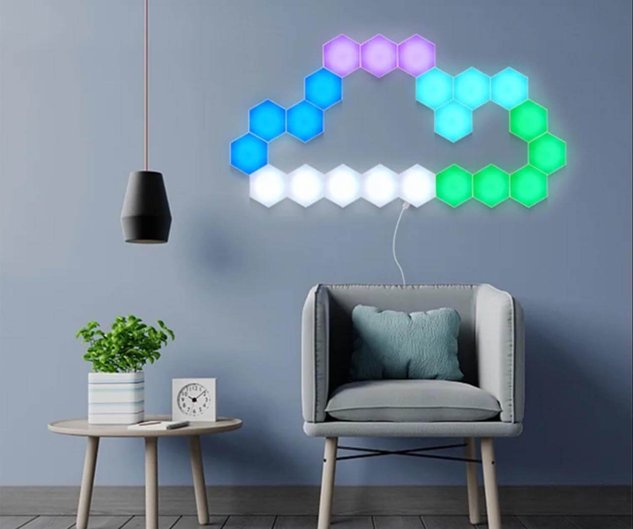 Lampara hexagonal Rgb tactil