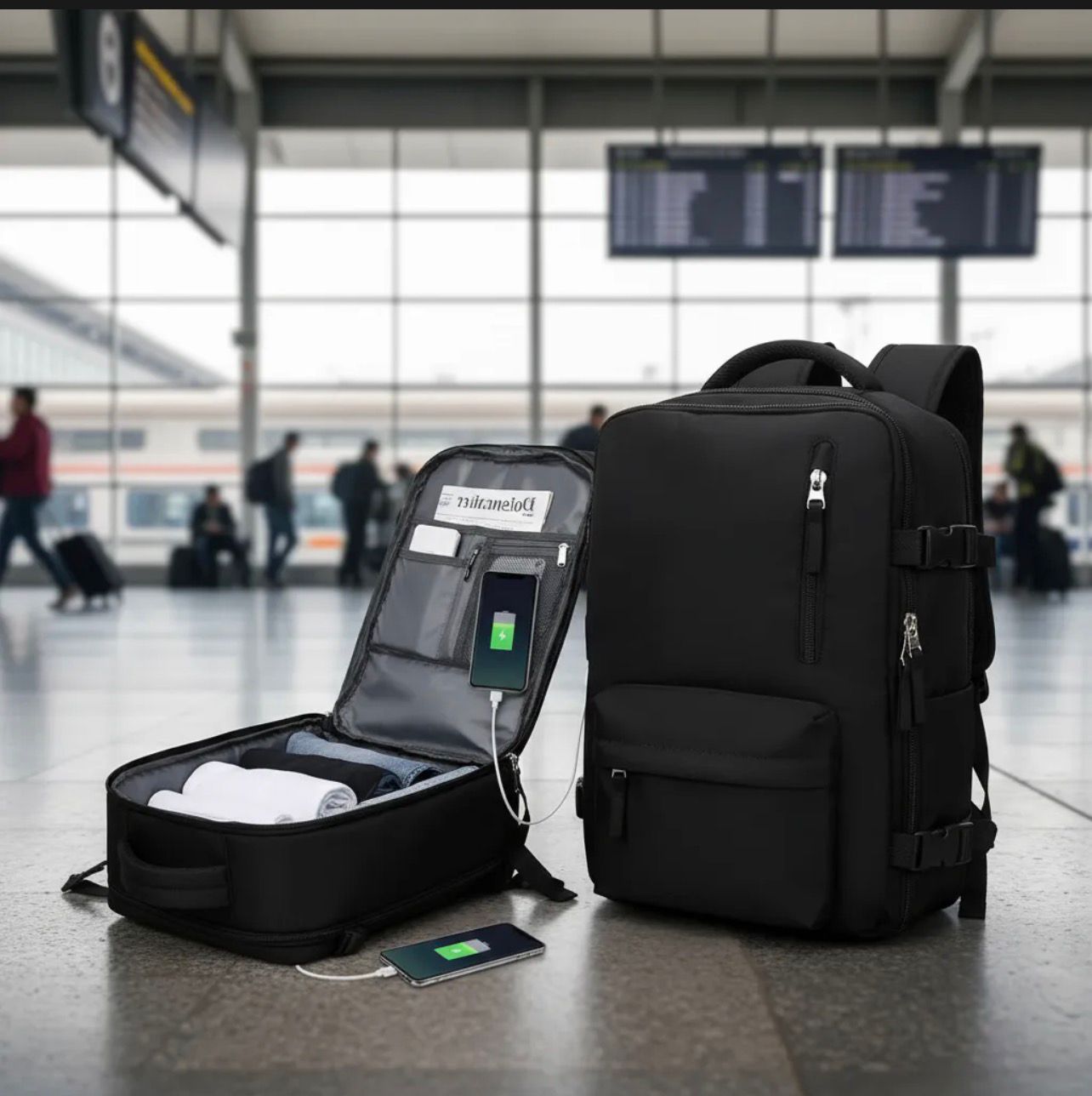 Mochila impermeable laptop con compartimiento para zapatos