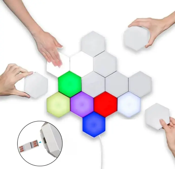Lampara hexagonal Rgb tactil